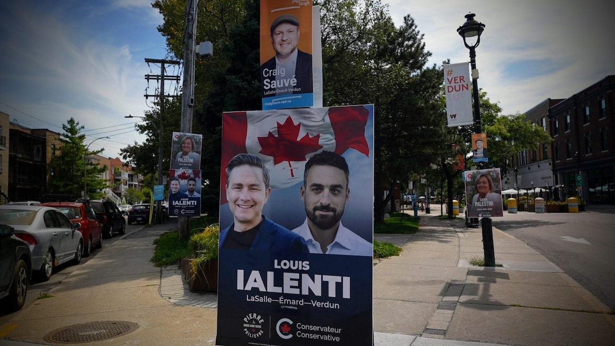 Pancartes électorales dans la circonscription de LaSalle–Émard–Verdun.