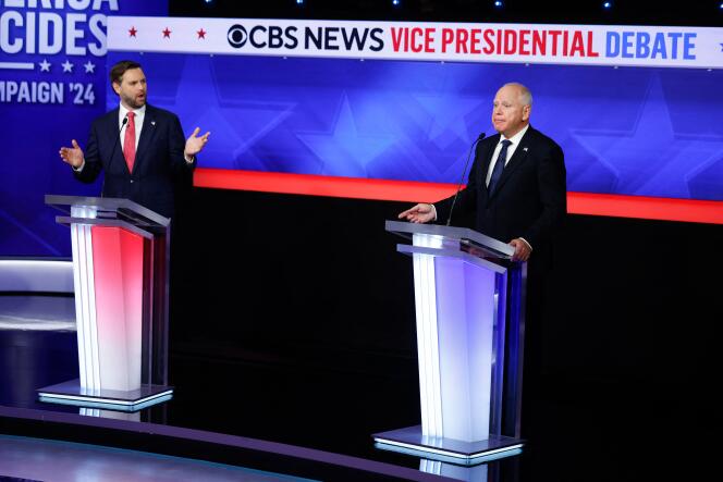 Débat sans fracas ni vainqueur entre J. D. Vance et Tim Walz, les colistiers de Trump et Harris